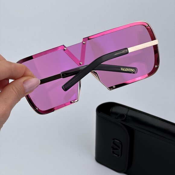 Valentino Women BRAND NEW Sunglasses Titanium Gold Black Pink Mask V - ROMASK main image 10